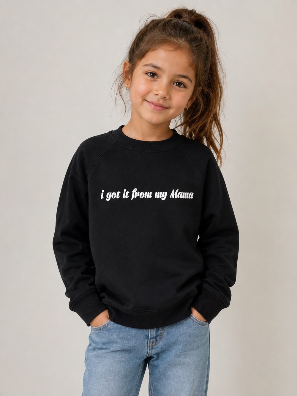 NWT:  (6-8 years) Brunette The Label Kids "I Got It From My Mama" Crew